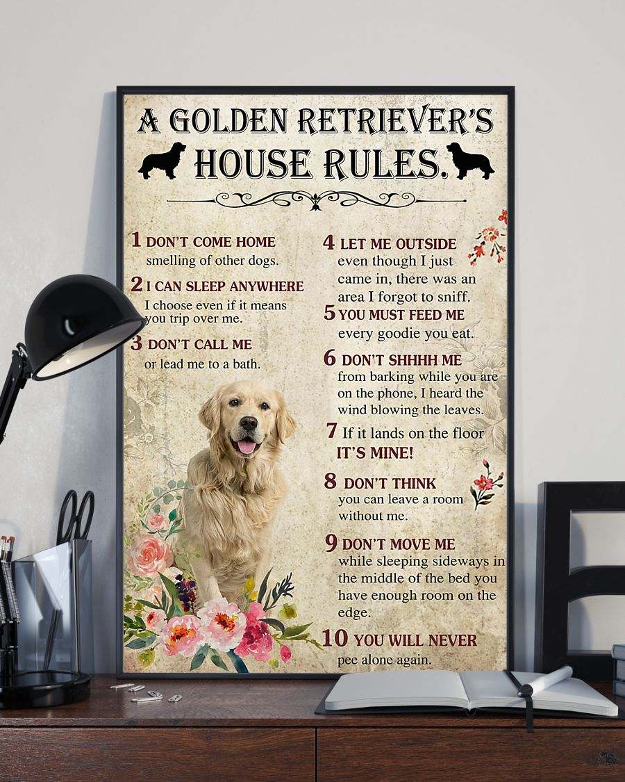 Golden Retriever Dogs House Rules Doormat - shop easily