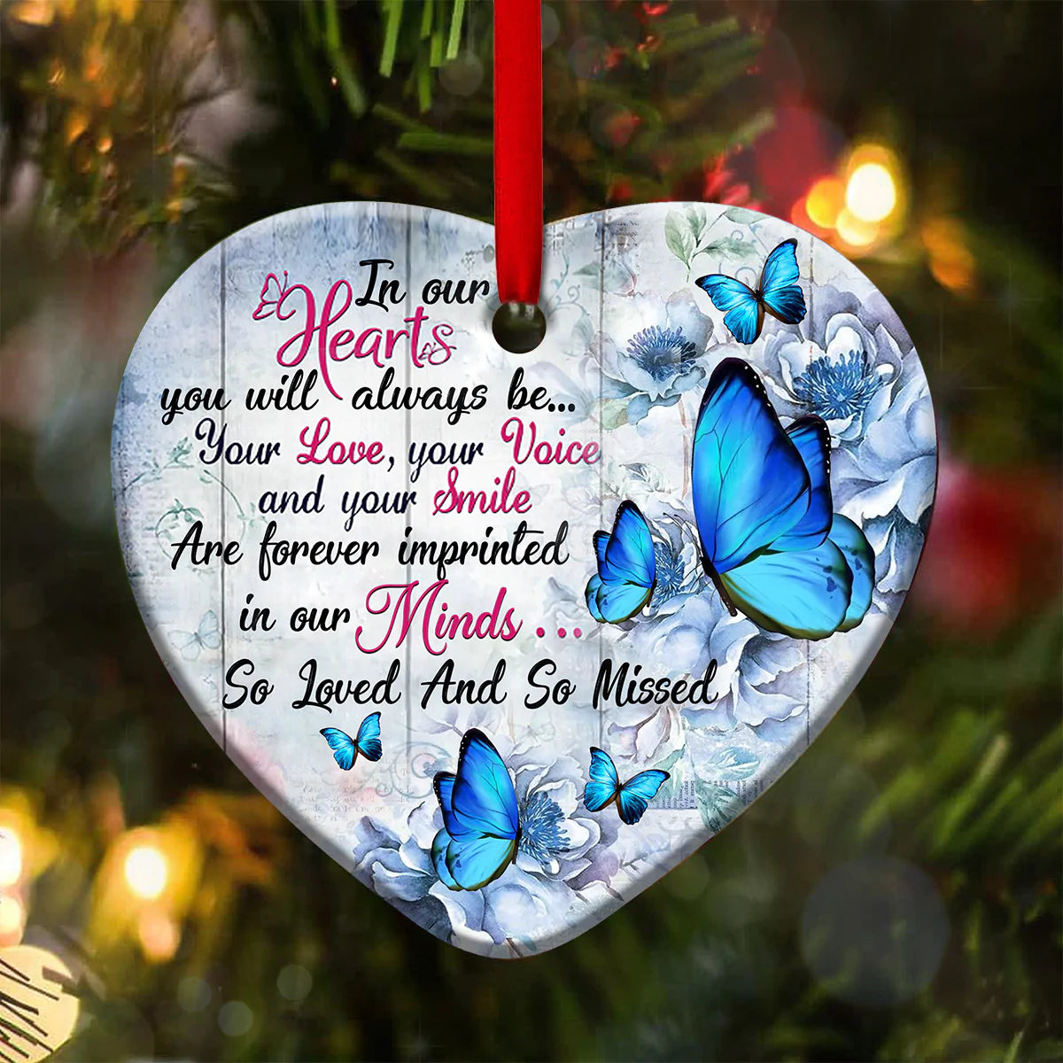 Forever In Our Hearts Memorial Wood Heart Ornament