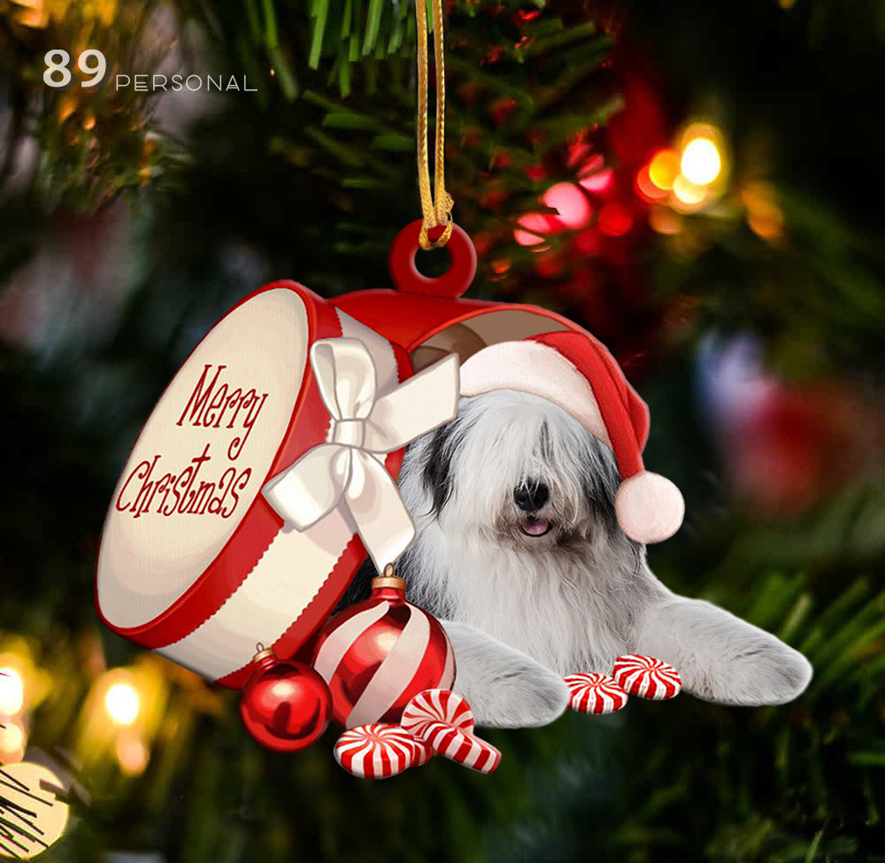 Old english 2025 sheepdog christmas ornament