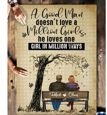 Couple Personalized Puzzle A Good Man Loves One Girl In Million Ways, gift for boyfriend, gift for husband