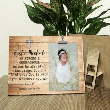 Family Be Strong Newborn Baby Personalized Wood Print Landscape