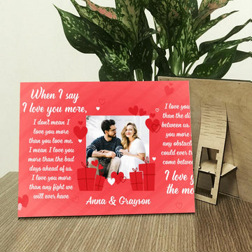 When I Say I Love You More Couple  Personalized Wood Print