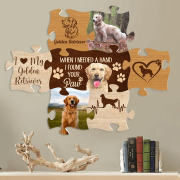 Dog Lovers Personalized Puzzle Piece Photo Set When I Need A Hand I Found Your Paw 7 pieces