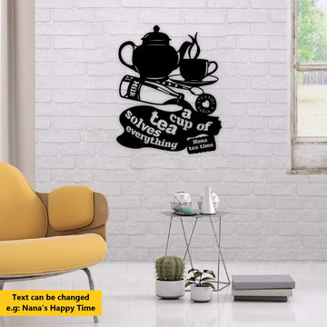 Tea Lovers Nana Tea Time Customized Name Acrylic Wall Art, Gift for Tea Lovers, Gift for Grandma